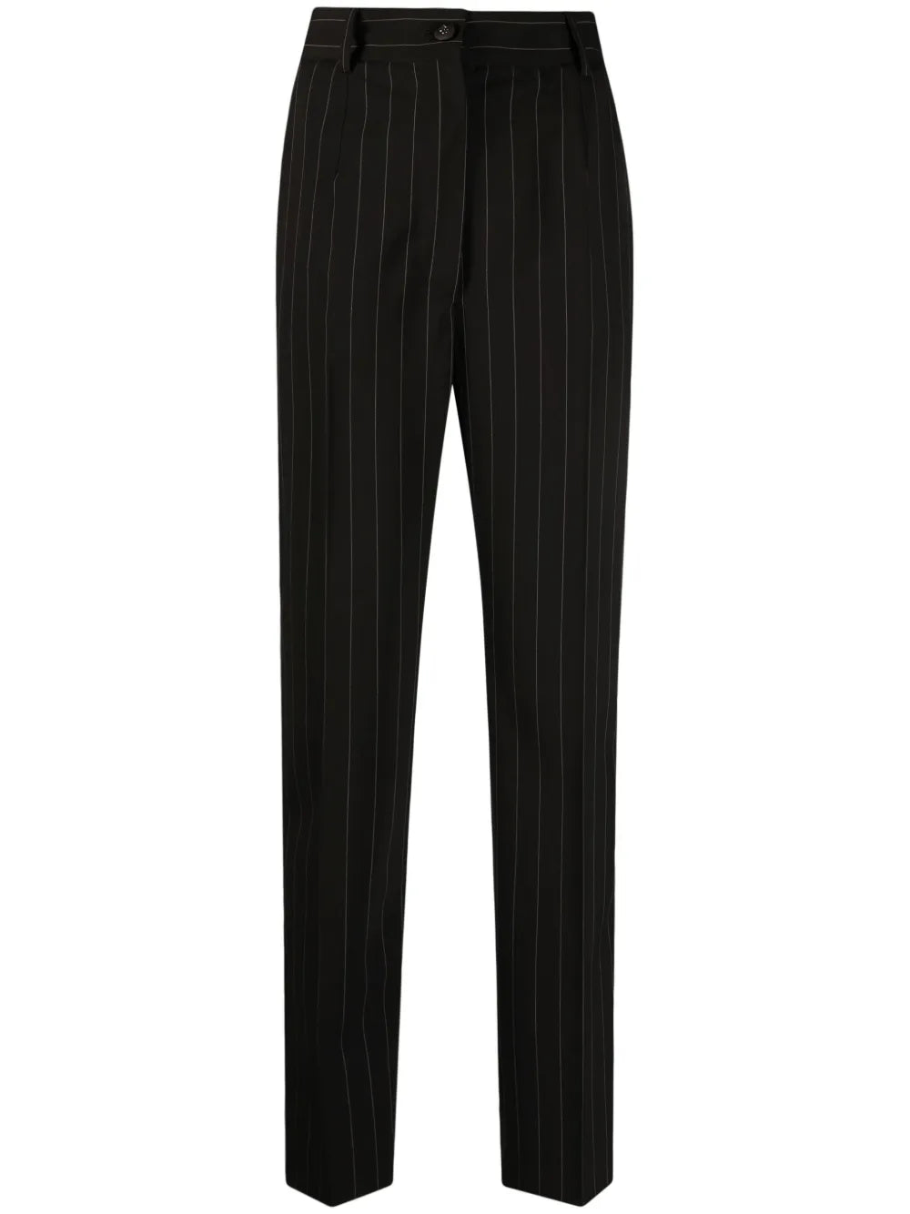 Stripe-Pattern Wool Tapered Trousers