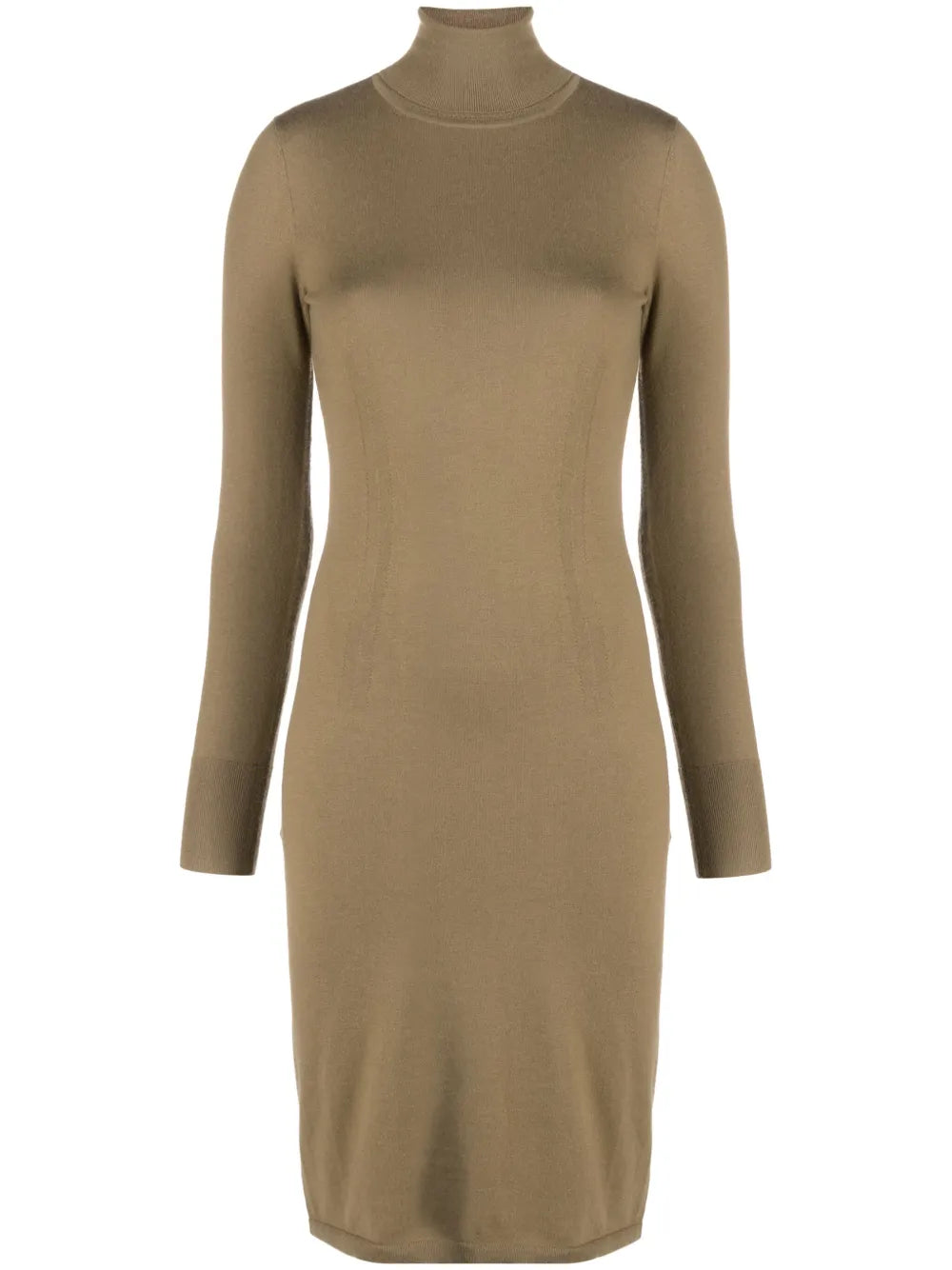 Roll-Neck Knitted Midi Dress