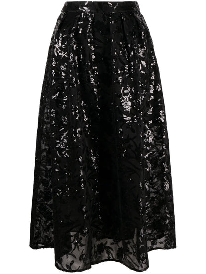 Sequinned Mesh Midi Skirt
