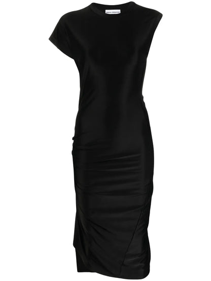 Asymmetric Draped Midi Dress