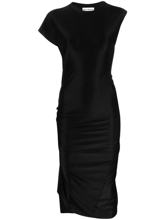 Asymmetric Draped Midi Dress