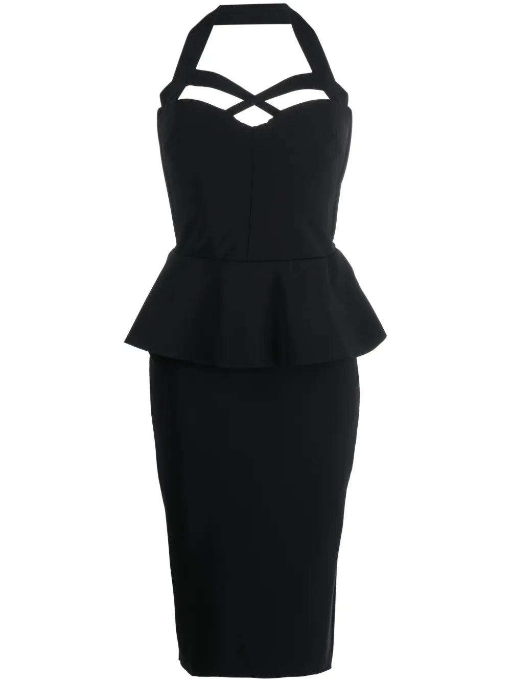Ruffled Halterneck Midi Dress