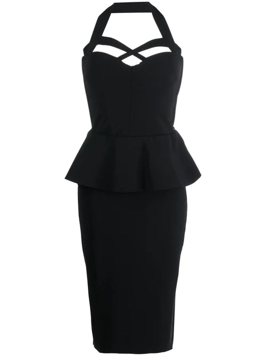 Ruffled Halterneck Midi Dress