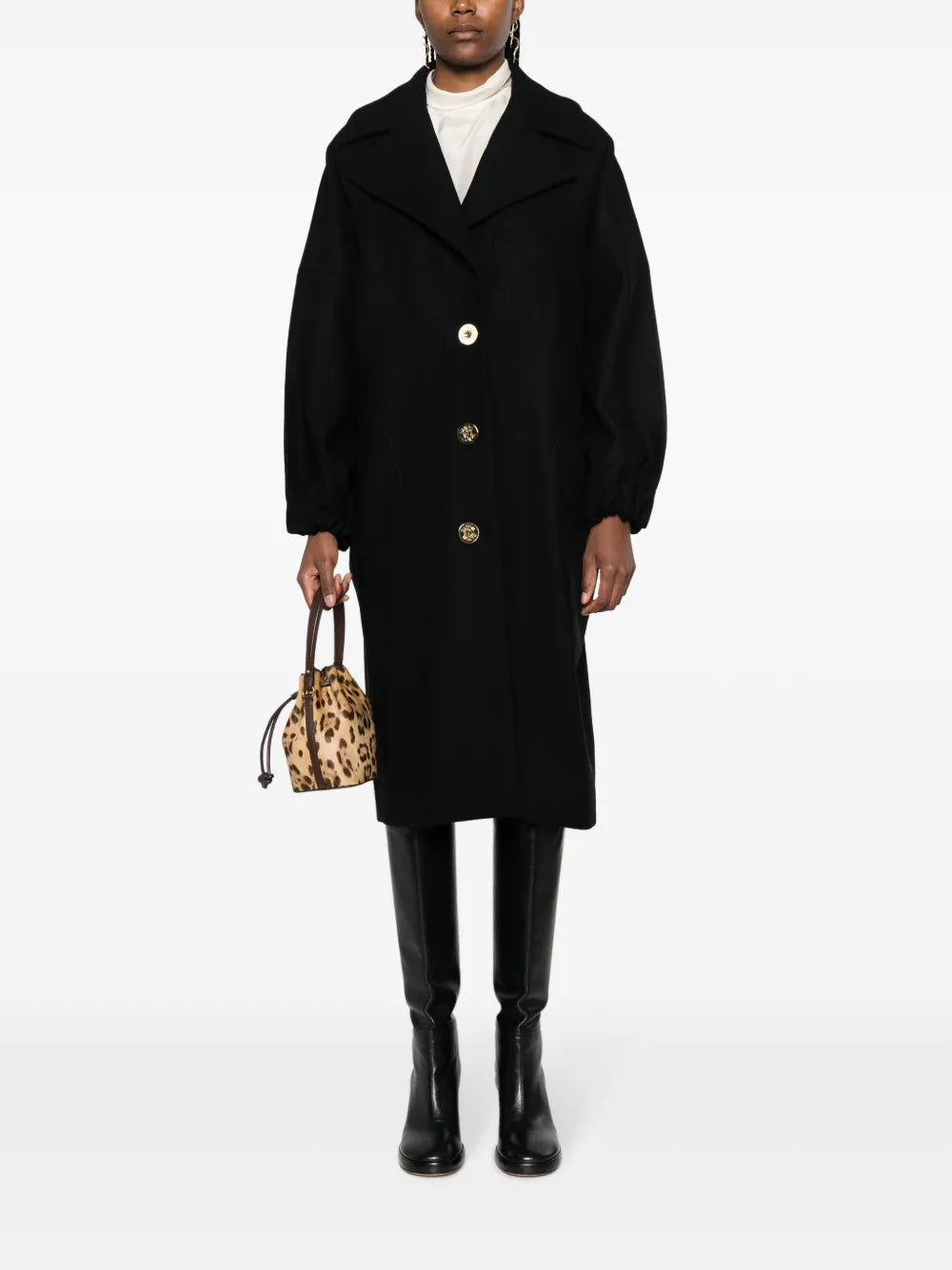 Wool-Blend Button-Front Coat