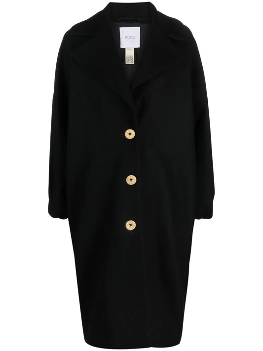 Wool-Blend Button-Front Coat