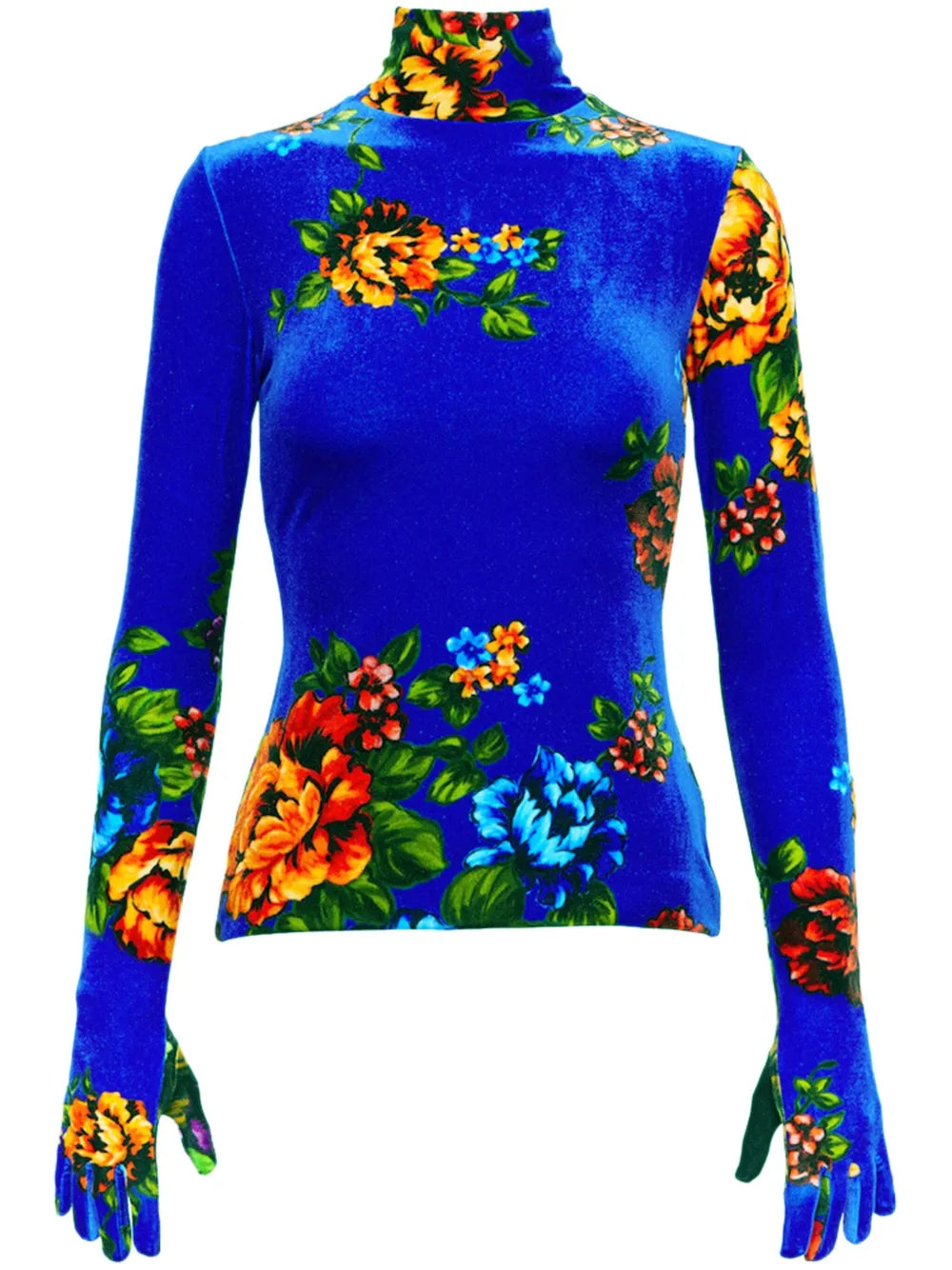 Floral-Print Velvet Top