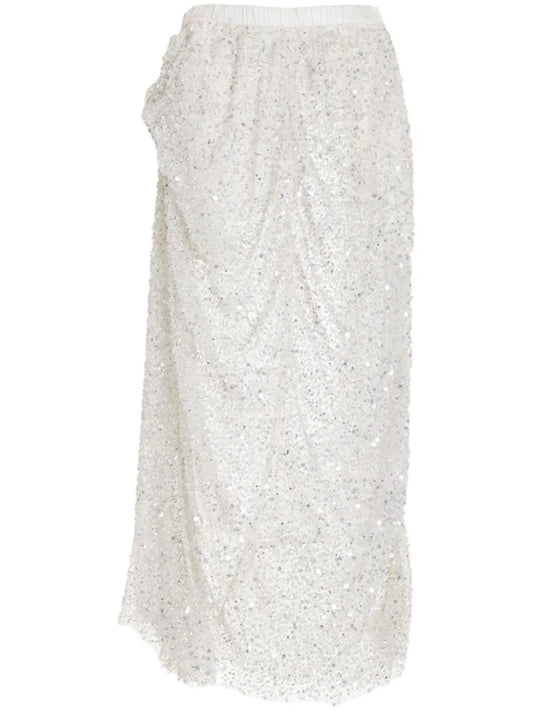 Semi-Sheer Sequinned High-Waist Skirt