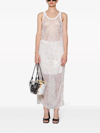 Semi-Sheer Sequinned High-Waist Skirt