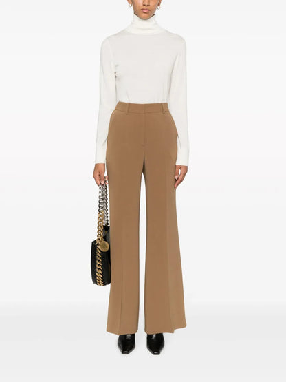 Crepe High-Waist Flared Trousers