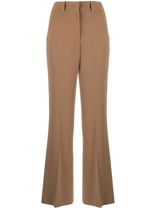 Crepe High-Waist Flared Trousers