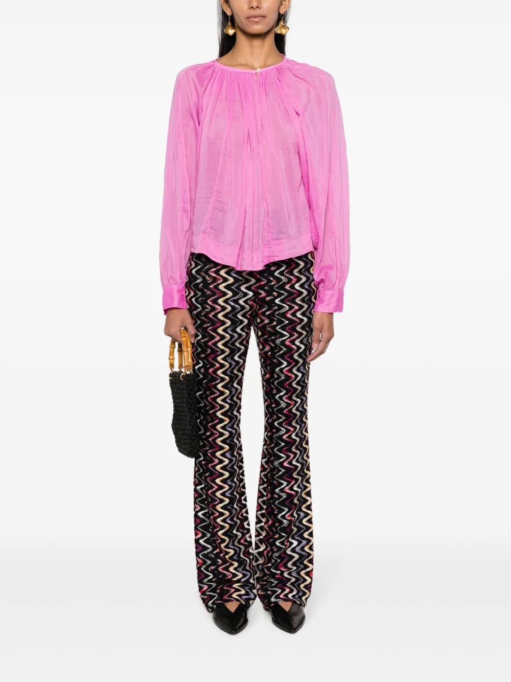 Semi-Sheer Pleated Blouse