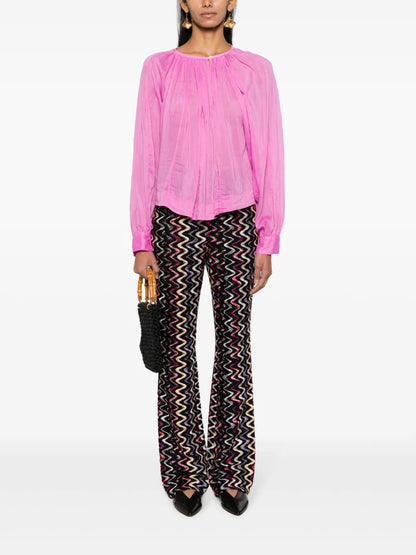 Semi-Sheer Pleated Blouse