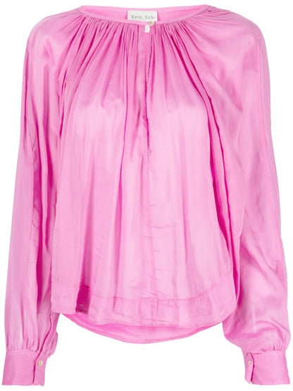 Semi-Sheer Pleated Blouse