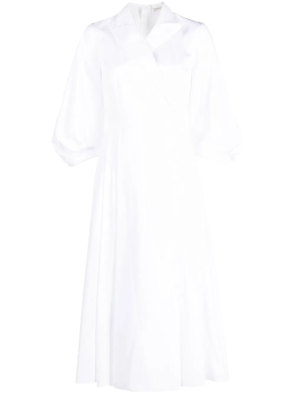 Peak-Lapels Cotton Midi Dress