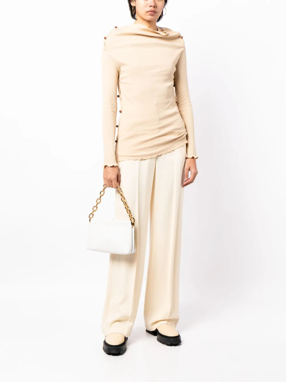 Tav Button-Up Ribbed-Knit Jumper