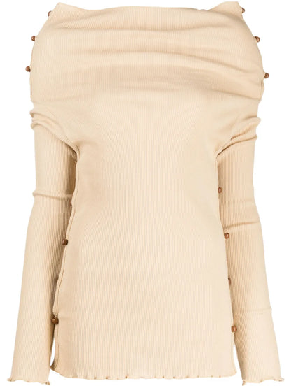 Tav Button-Up Ribbed-Knit Jumper