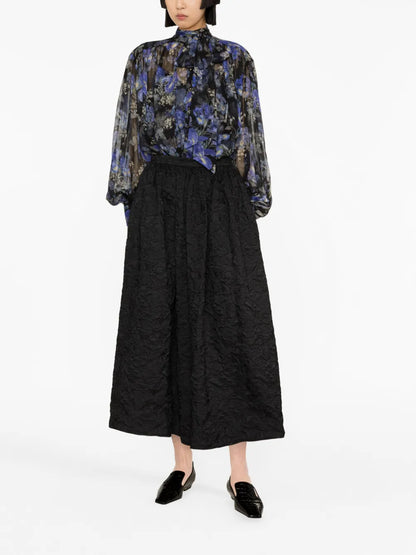 Lyrical Lantern-Print Silk Blouse