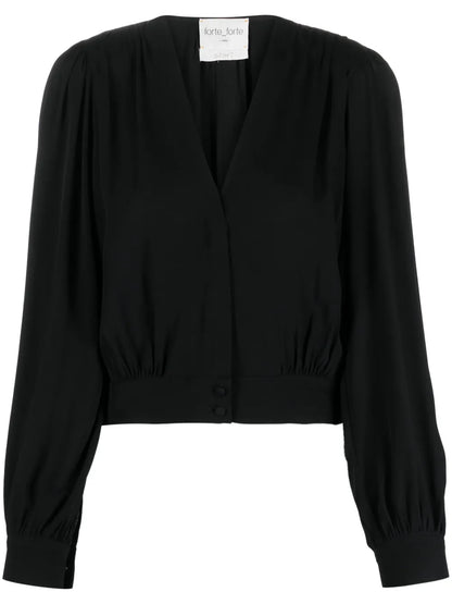 Gathered Moroccan-Crêpe Shirt
