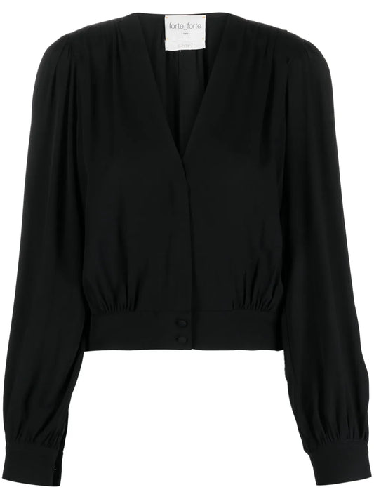 Gathered Moroccan-Crêpe Shirt