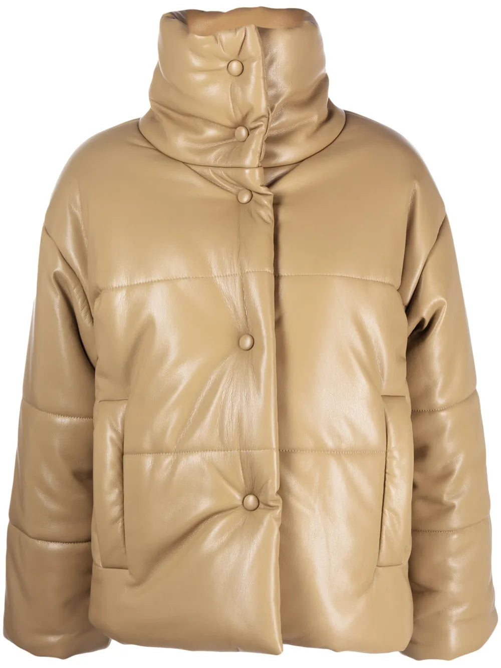 Faux-Leather Puffer Jacket