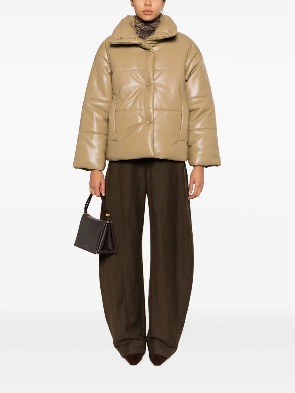 Faux-Leather Puffer Jacket