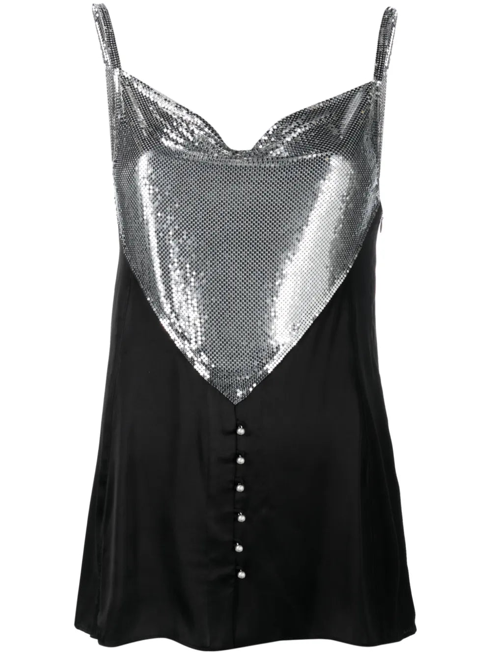 Chainmail-Panelled Cowl-Neck Vest