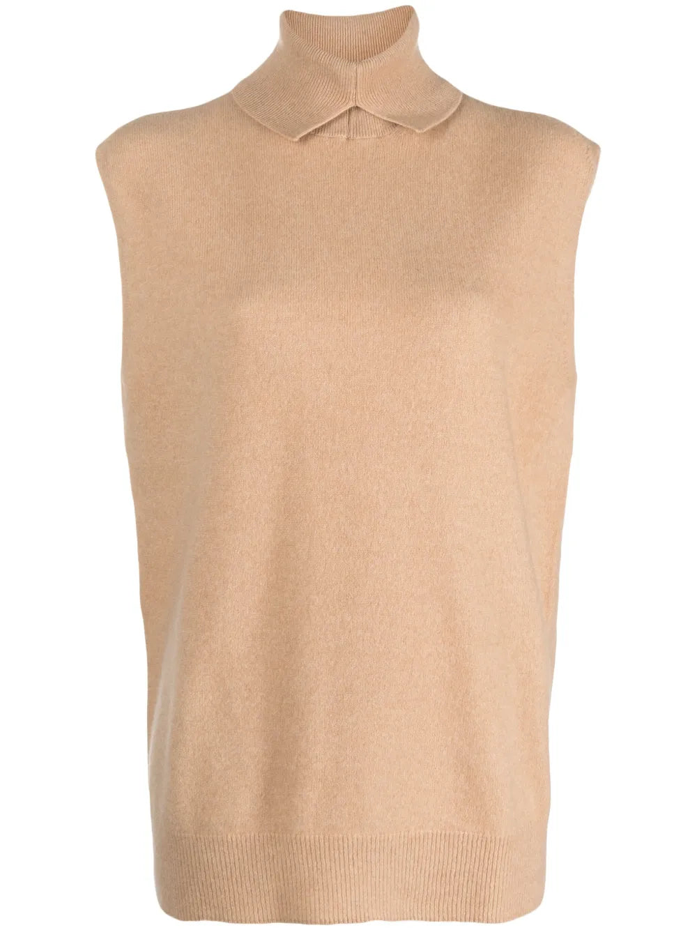 Roll-Neck Sleeveless Cashmere Top