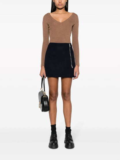 A-Line Side Zip-Fastening Miniskirt