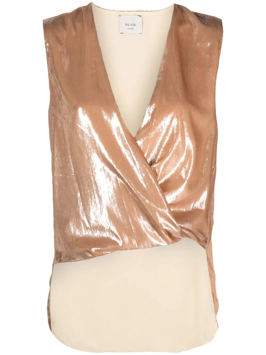 Metallic-Finish Sleeveless Top