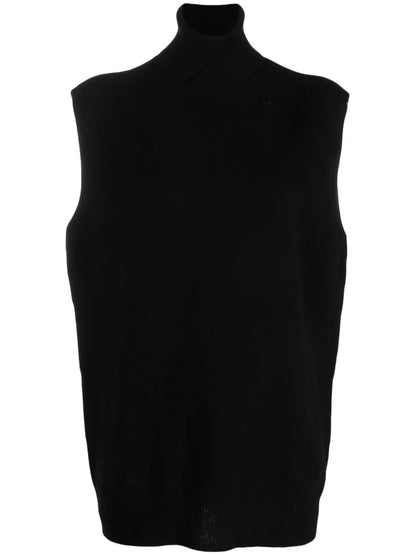Roll-Neck Sleeveless Cashmere Jumper