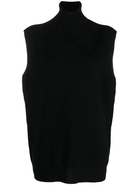 Roll-Neck Sleeveless Cashmere Jumper