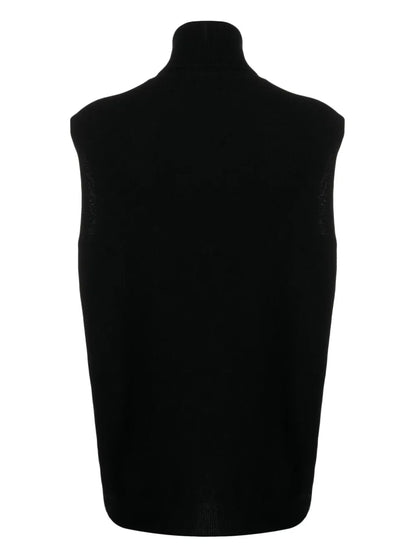 Roll-Neck Sleeveless Cashmere Jumper