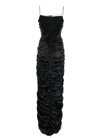 Draped Silk Maxi Dress
