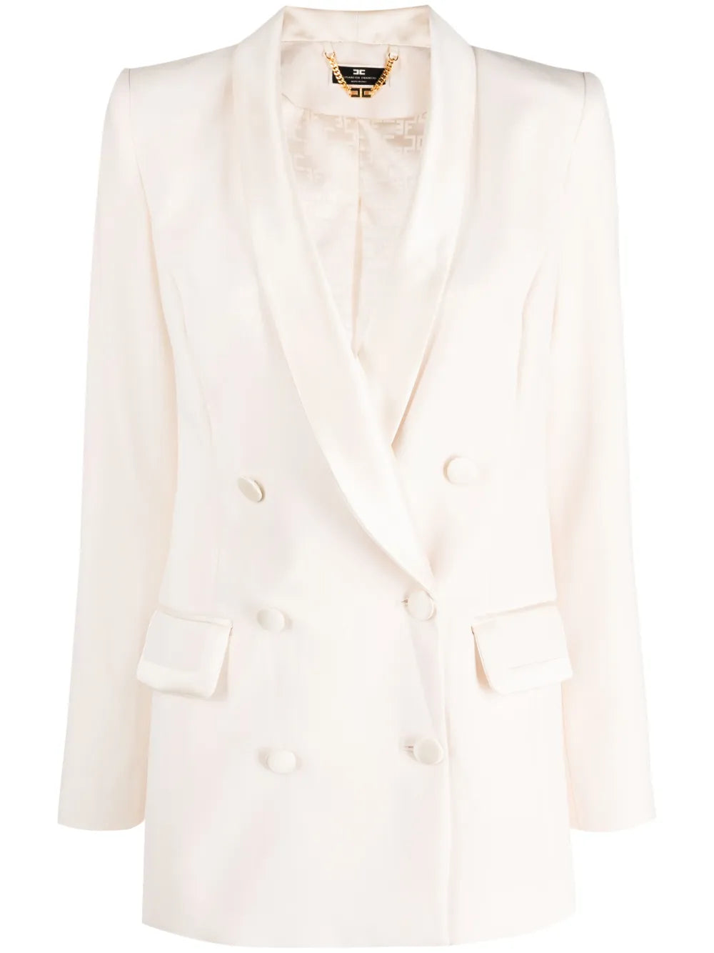 Double-Breasted Satin-Trim Blazer