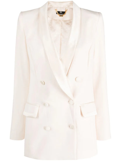 Double-Breasted Satin-Trim Blazer