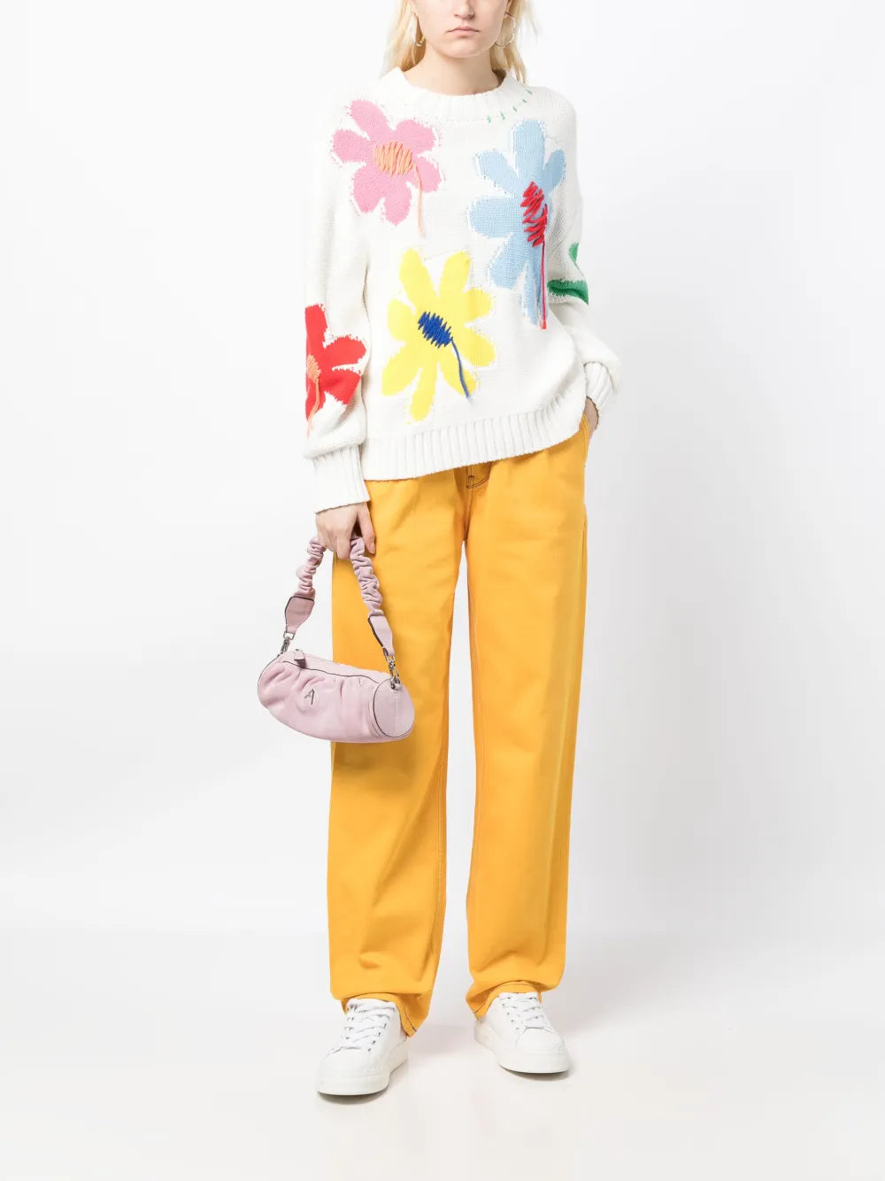 Contrast-Stitching Straight-Leg Jeans