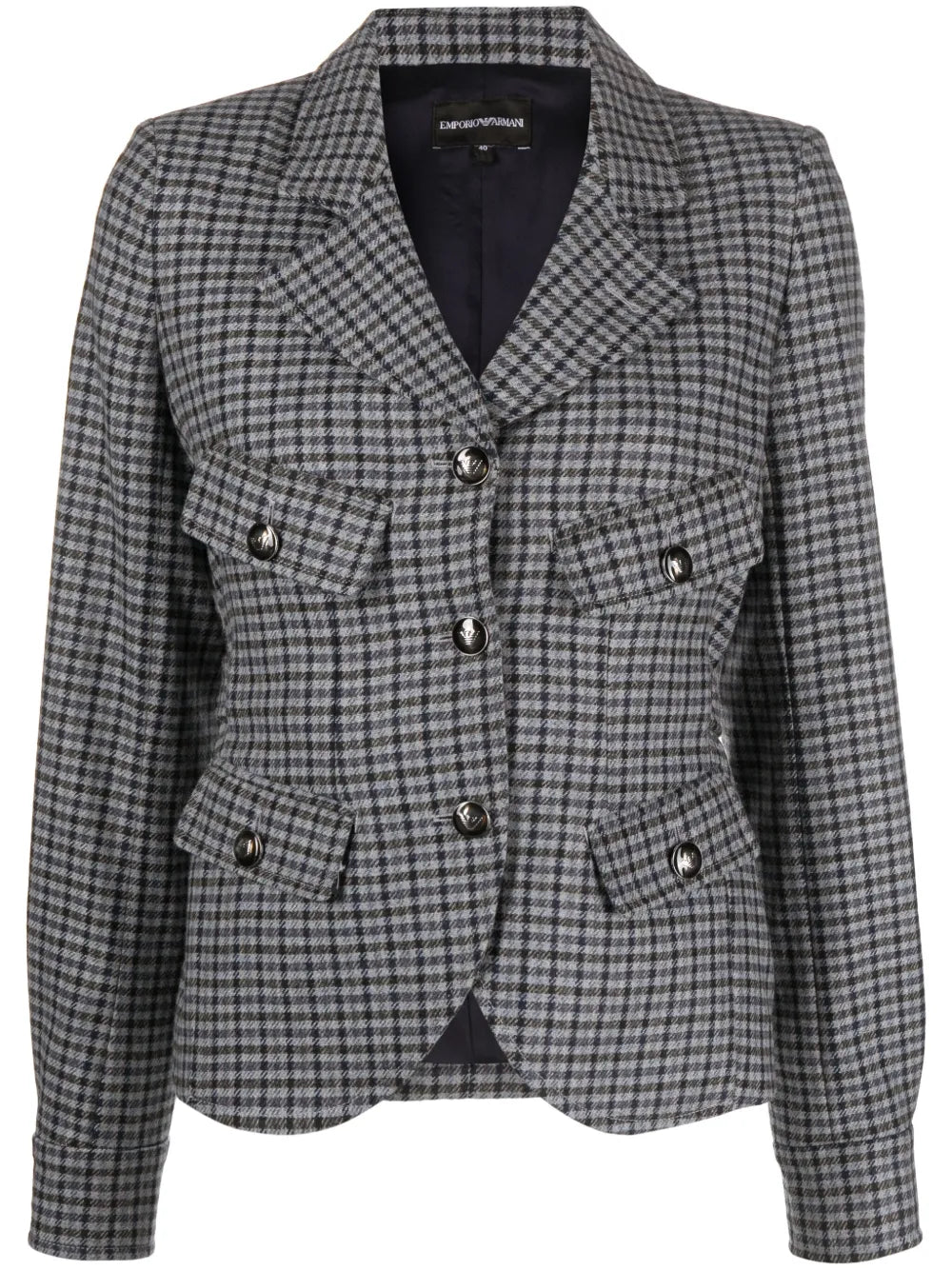 Single-Breasted Gingham Blazer