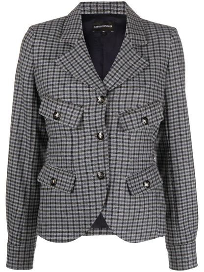 Single-Breasted Gingham Blazer