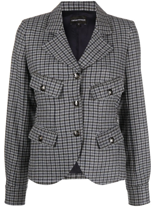 Single-Breasted Gingham Blazer