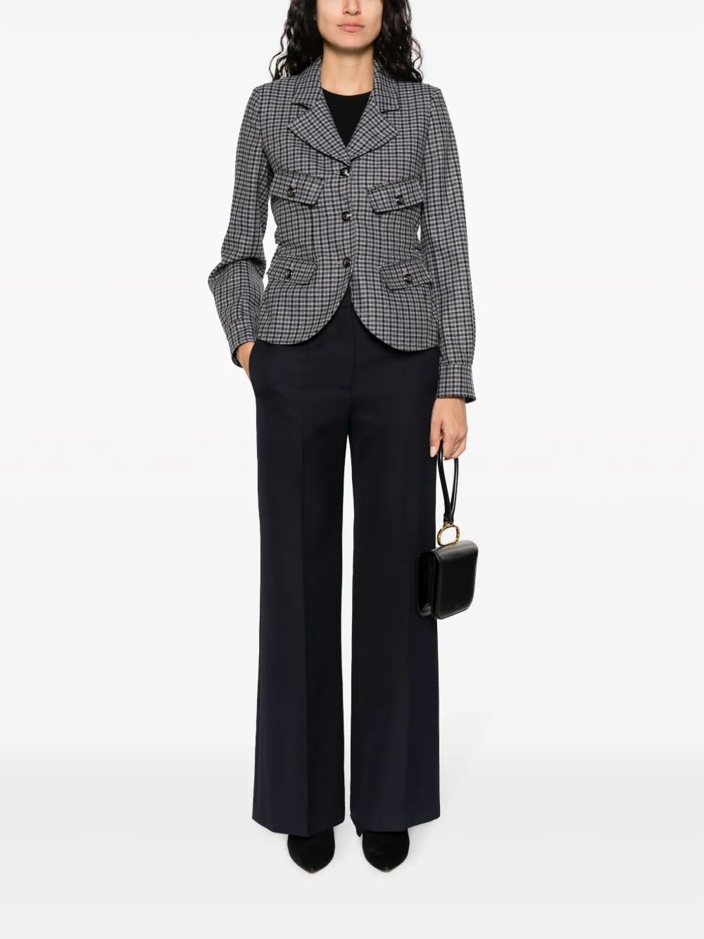 Single-Breasted Gingham Blazer