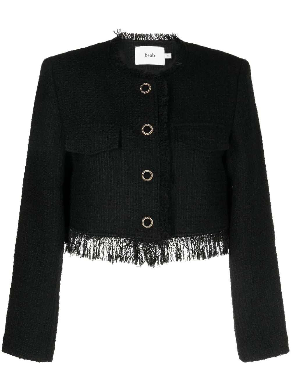 Cropped Frayed Tweed Jacket
