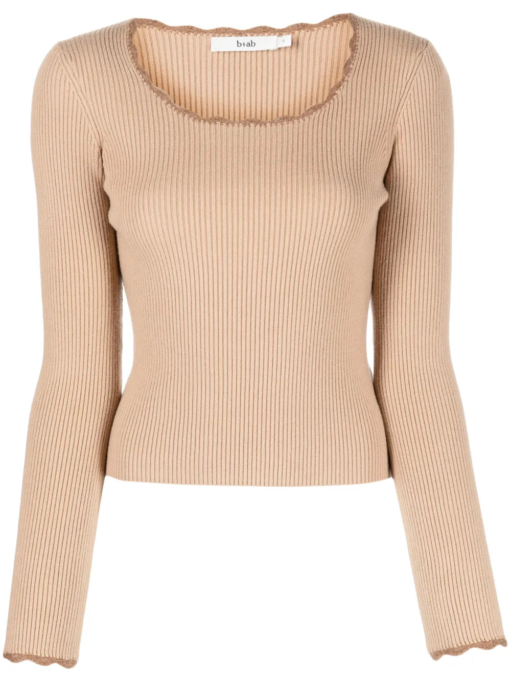 Scallop-Edge Ribbed-Knit Jumper