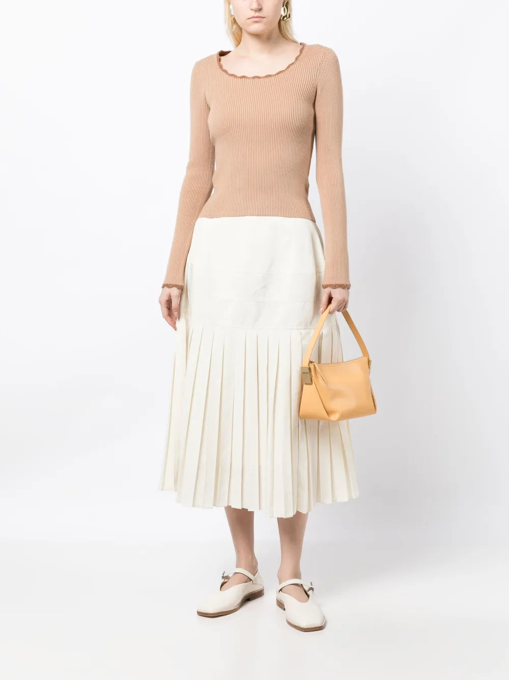 Scallop-Edge Ribbed-Knit Jumper