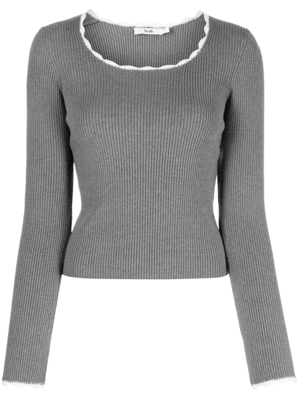 Scallop-Collar Ribbed Jumper