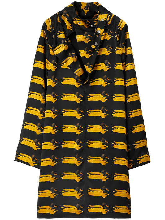 Duck-Print Silk Minidress
