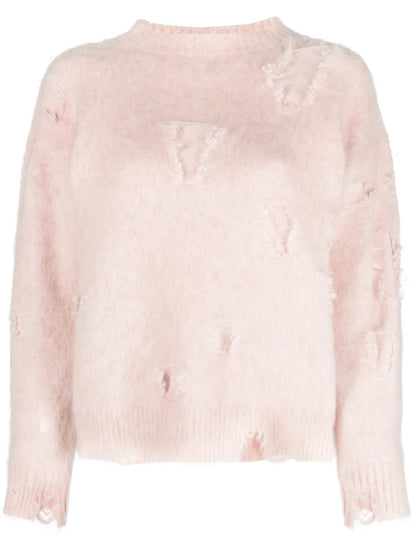 Distressed Crew-Neck Jumper