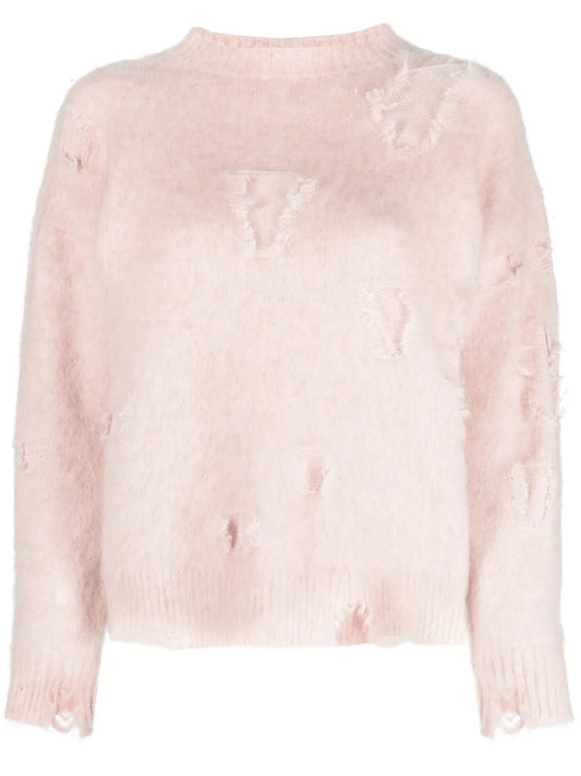 Distressed Crew-Neck Jumper