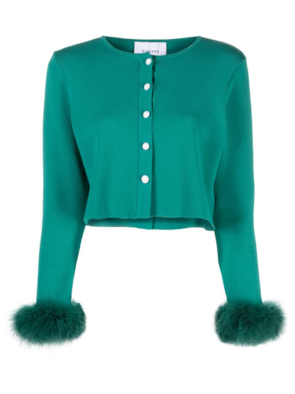 Sleeper Feather-Cuffs Cardigan