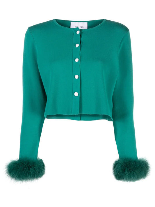 Sleeper Feather-Cuffs Cardigan