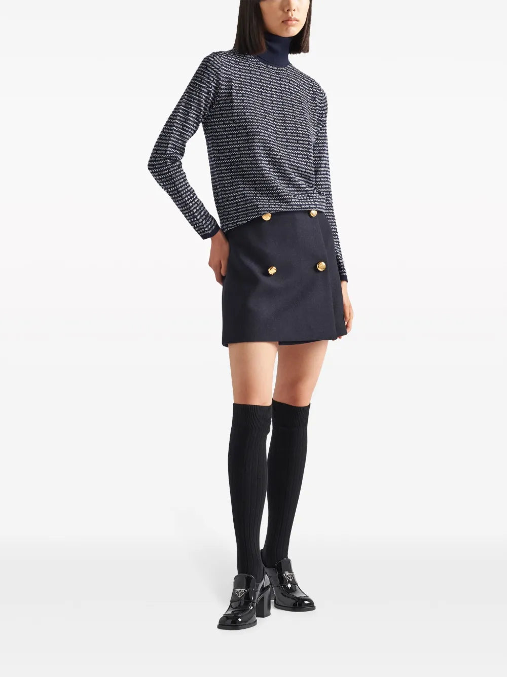 Wraparound Wool Miniskirt